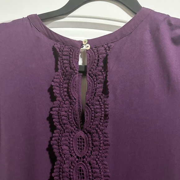 Daniel Rainn Plum Crochet Accent Blouse - Picture 9 of 9